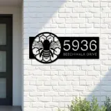 Custom Metal Bee honeycomb Metal Address Sign, House number, Outdoor Number Signage, Yard Sign Address Plate
