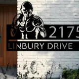 Custom Metal Boxing fighter boxer Metal Address Sign, House number, Outdoor Number Signage, Yard Sign Address Plate002