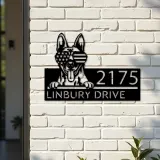 Custom Metal Belgian Malinois dog US glasses Metal Address Sign House number Hanging Address Plaque Yard Sign Outdoor decor