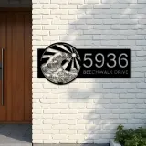 Custom Metal Japan Water Ocean Wave scene Metal Address Sign, House number, Outdoor Number Signage, Yard Sign Address Plate