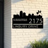 Custom Metal Albuquerque city skyline Metal Address Sign Hanging Address Plaque house number Yard Outdoor Sign