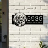 Custom Metal Snowboard Snowboarder winter sport Metal Address Sign, House number, Outdoor Number Signage, Yard Sign Address Plate