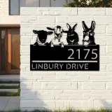 Custom Metal Goat Sheep Donkey rabbit farmhouse Metal Address Sign House number Hanging Address Plaque Yard Sign Outdoor decor