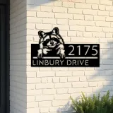 Custom Metal Peeking Raccoon Wild animal wildlife Metal Address Sign, House number, Outdoor Number Signage, Yard Sign Address Plate