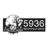 Custom Metal Haunted scene halloween pumpkin Metal Address Sign Custom House number Hanging Address Plaque Yard Outdoor Sign