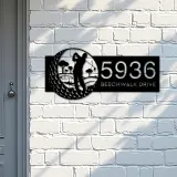 Custom Metal Golfer Golf Club Metal Address Sign, House number, Outdoor Number Signage, Yard Sign Address Plate