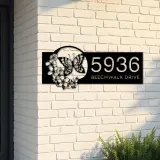 Custom Metal Butterfly flowers Metal Address Sign, House number, Outdoor Number Signage, Yard Sign Address Plate002