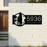 Custom Metal Longboard male Surfer Metal Address Sign, House number, Outdoor Number Signage, Yard Sign Address Plate