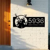 Custom Metal Deer couple Metal Address Sign, House number, Outdoor Number Signage, Yard Sign Address Plate