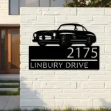 Custom Metal Classic car Metal Address Sign Custom House number Hanging Address Plaque Yard Sign Outdoor