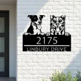 Custom Metal Red heeler and Jack russel terrier Metal Address Sign, House number, Outdoor Number Signage, Yard Sign Address Plate