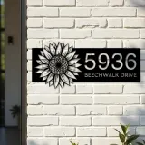 Custom Metal Sunflower Metal Address Sign, House number, Outdoor Number Signage, Yard Sign Address Plate