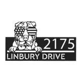 Custom Metal Sharpei dog US flag glasses Metal Address Sign House number Hanging Address Plaque Yard Sign Outdoor decor