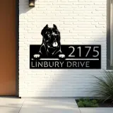 Custom Metal Cane Corso cute puppy dog Metal Address Sign Hanging Address Plaque house number Yard Outdoor Sign