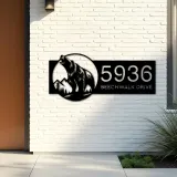 Custom Metal Grizzly bear Metal Address Sign, House number, Outdoor Number Signage, Yard Sign Address Plate002