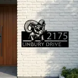 Custom Metal Peeking Ram farm animal ranch Metal Address Sign, House number, Outdoor Number Signage, Yard Sign Address Plate