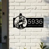 Custom Metal Floral lighthouse Metal Address Sign, House number, Outdoor Number Signage, Yard Sign Address Plate