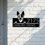 Custom Metal Australian Cattle dog Puppy Metal Address Sign House number Hanging Address Plaque Yard Sign Outdoor decor