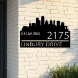 Custom Metal Oklahoma city skyline Metal Address Sign Hanging Address Plaque house number Yard Outdoor Sign