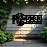 Custom Metal American Soldier US flag Metal Address Sign, House number, Outdoor Number Signage, Yard Sign Address Plate
