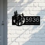 Custom Metal Bison forest wild life Metal Address Sign, House number, Outdoor Number Signage, Yard Sign Address Plate
