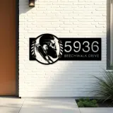 Custom Metal Barber shop hair dresser salon Metal Address Sign Custom House number Hanging Address Plaque Yard Sign Outdoor