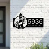 Custom Metal Floral lighthouse Metal Address Sign, House number, Outdoor Number Signage, Yard Sign Address Plate