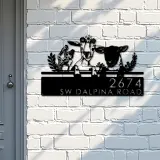 Custom Metal Goat sheep chicken farmhouse farm animals Metal Address Sign, House number, Outdoor Number Signage, Yard Sign Address Plate