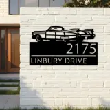 Custom Metal Old car Metal Address Sign, House number, Outdoor Number Signage, Yard Sign Address Plate