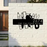 Custom Metal Teacher Back to school learning tools Metal Address Sign, House number, Outdoor Number Signage, Yard Sign Address Plate