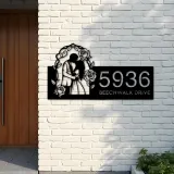 Custom Metal Couple Kissing bride and groom Metal Address Sign, House number, Outdoor Number Signage, Yard Sign Address Plate