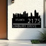 Custom Metal Atlanta city skyline Metal Address Sign Hanging Address Plaque house number Yard Outdoor Sign