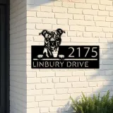 Custom Metal American Staffordshire Terrier dog Metal Address Sign House number Hanging Address Plaque Yard Sign Outdoor decor