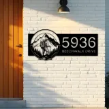 Custom Metal Hiker Camping mountain climbing Metal Address Sign, House number, Outdoor Number Signage, Yard Sign Address Plate