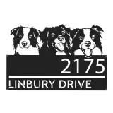 Custom Metal Peeking dogs border collie Metal Address Sign, House number, Outdoor Number Signage, Yard Sign Address Plate