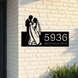 Custom Metal Couple Dancing bride and groom Metal Address Sign, House number, Outdoor Number Signage, Yard Sign Address Plate