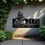 Custom Metal Santa Claus Metal Address Sign, House number, Outdoor Number Signage, Yard Sign Address Plate