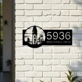 Custom Metal Lighthouse and ship sea adventure Metal Address Sign, House number, Outdoor Number Signage, Yard Sign Address Plate