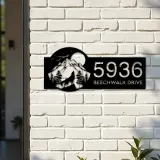Custom Metal Wolf howling on full moon Metal Address Sign, House number, Outdoor Number Signage, Yard Sign Address Plate002