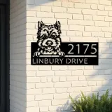 Custom Metal Cairn Terrier dog cute puppy Metal Address Sign House number Hanging Address Plaque Yard Sign Outdoor decor
