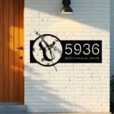 Custom Metal Cello musical instrument Metal Address Sign Custom House number Hanging Address Plaque Yard Sign Outdoor Sign