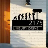 Custom Metal Mechanic evolution handyman Metal Address Sign, House number, Outdoor Number Signage, Yard Sign Address Plate