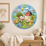 Barnyard Farm Animals Kids Room Wall Clock