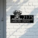 Custom Metal Puggle dog US flag glasses Metal Address Sign House number Hanging Address Plaque Yard Sign Outdoor decor