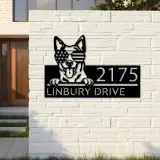 Custom Metal Australian Cattle dog US glasses Metal Address Sign House number Hanging Address Plaque Yard Sign Outdoor decor