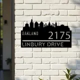 Custom Metal Oakland city skyline Metal Address Sign Hanging Address Plaque house number Yard Outdoor Sign