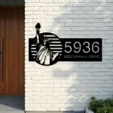 Custom Metal Statue of liberty US flag 4th July Metal Address Sign, House number, Outdoor Number Signage, Yard Sign Address Plate