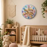 Reloj de pared con cachorros y gatitos para niños | Decoración de guardería con tema de mascotas juguetonas, regalo de cumpleaños o baby shower (34.5 cm)