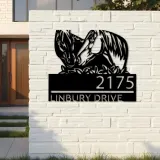Custom Metal Horse couple farm house ranch Metal Address Sign, House number, Outdoor Number Signage, Yard Sign Address Plate