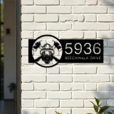 Custom Metal Firefighter fireman Metal Address Sign, House number, Outdoor Number Signage, Yard Sign Address Plate